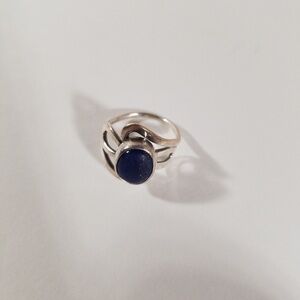 Blue Lapis Silver Scroll Ring sz 5